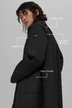 Abrigo largo acolchado Skyline – Negro