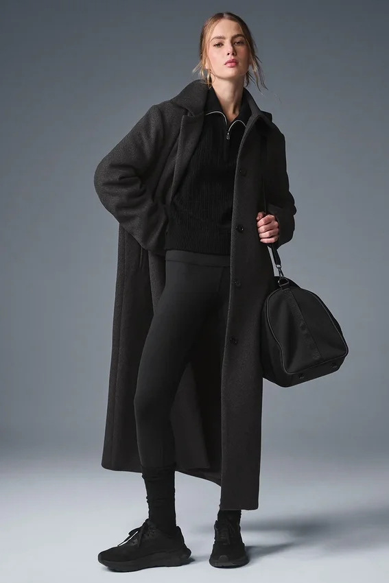 Abrigo largo Wool Metro - Gris jaspeado oscuro