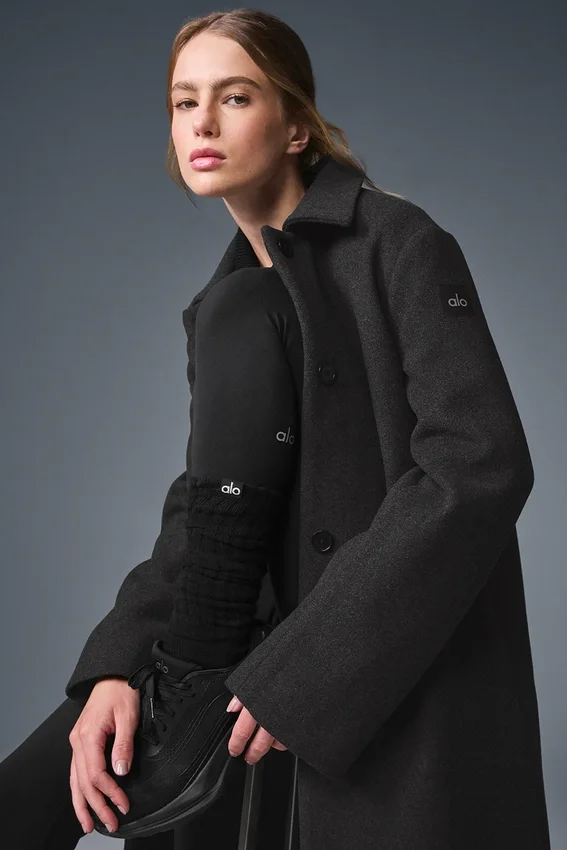 Abrigo largo Wool Metro - Gris jaspeado oscuro