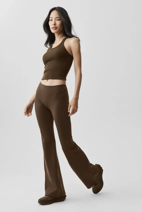 Airbrush Legging de talle bajo y corte acampanado con efecto aerógrafo - Espresso