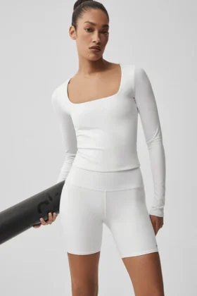 Alo Softsculpt Precision de manga larga - Blanco