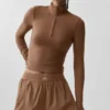 Alo Softsculpt Precision de manga larga con cremallera de 1/4 - Marrón bronceado