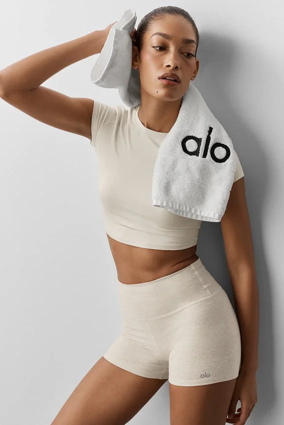 Alosoft Crop Finesse de manga corta - Avena jaspeada