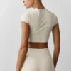 Alosoft Crop Finesse de manga corta - Avena jaspeada
