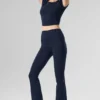 Alosoft Crop Finesse de manga corta - Azul marino