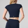 Alosoft Crop Finesse de manga corta - Azul marino