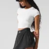 Alosoft Crop Finesse de manga corta - Blanco