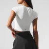Alosoft Crop Finesse de manga corta - Blanco