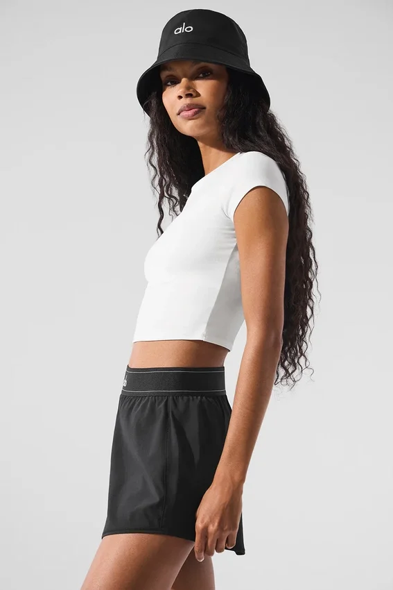 Alosoft Crop Finesse de manga corta - Blanco