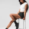 Alosoft Crop Finesse de manga corta - Blanco