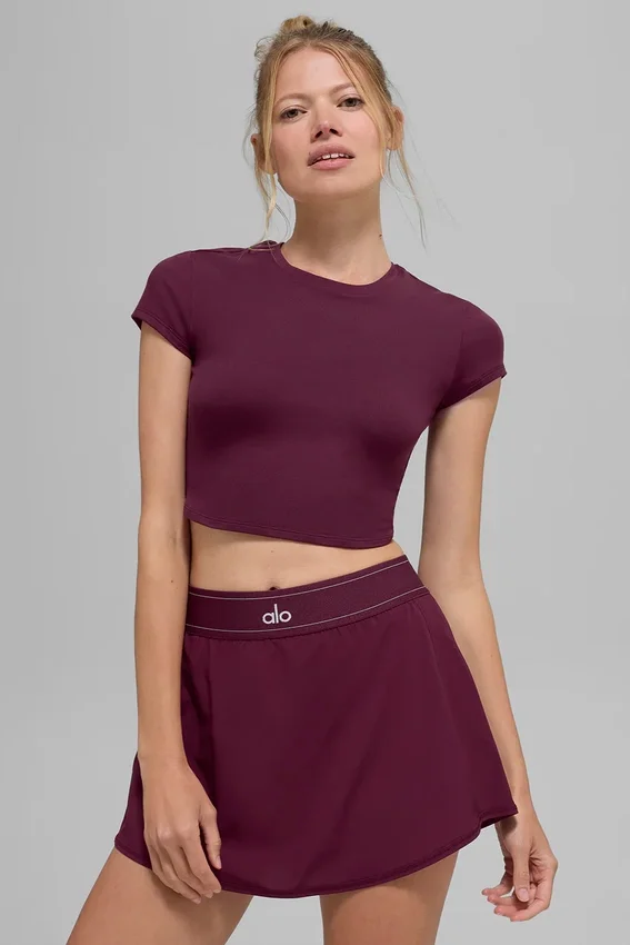 Alosoft Crop Finesse de manga corta - Burdeos