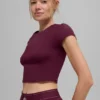 Alosoft Crop Finesse de manga corta - Burdeos