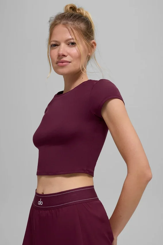 Alosoft Crop Finesse de manga corta - Burdeos