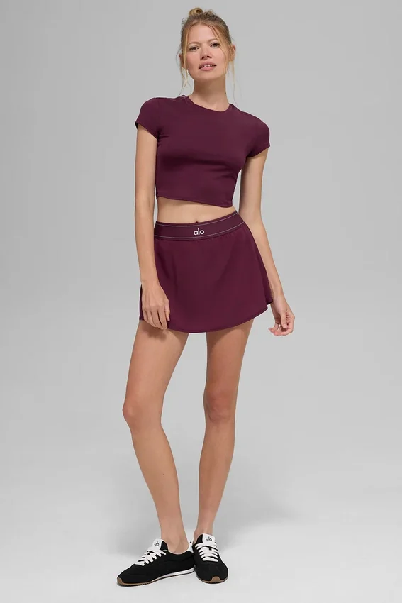 Alosoft Crop Finesse de manga corta - Burdeos