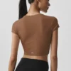Alosoft Crop Finesse de manga corta - Marrón bronceado