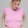 Alosoft Crop Finesse de manga corta - Rosa corazón de caramelo
