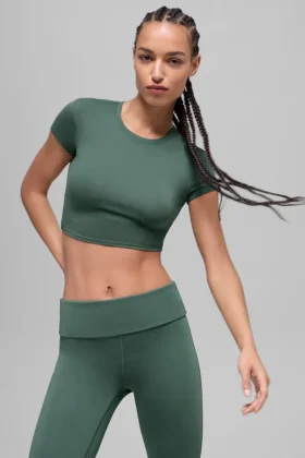 Alosoft Crop Finesse de manga corta - Verde trébol