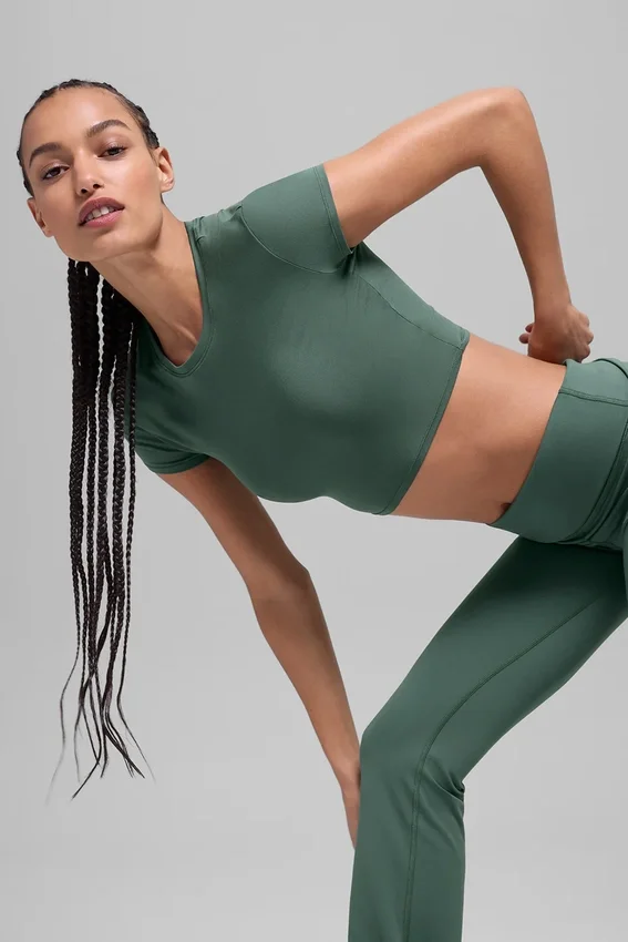Alosoft Crop Finesse de manga corta - Verde trébol