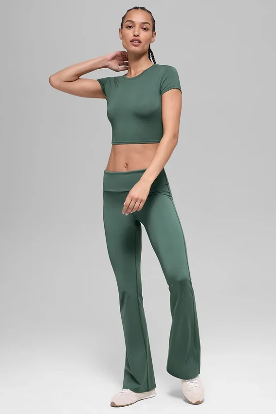 Alosoft Crop Finesse de manga corta - Verde trébol