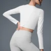 Alosoft Crop Finesse de manga larga - Blanco