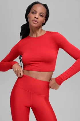 Alosoft Crop Finesse de manga larga - Rojo brillante