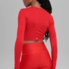 Alosoft Crop Finesse de manga larga - Rojo brillante