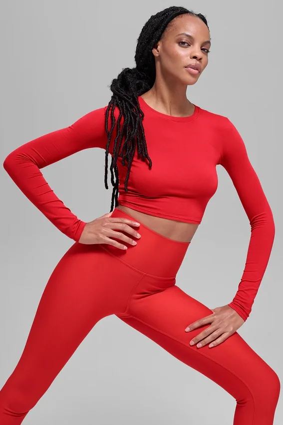 Alosoft Crop Finesse de manga larga - Rojo brillante