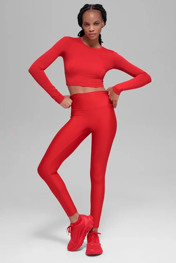 Alosoft Crop Finesse de manga larga - Rojo brillante