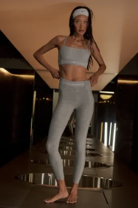 Alosoft High-Waist 7/8 Relay Leggings - Gris jaspeado deportivo/Blanco