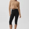 Blusa corta de manga larga de cachemira con tejido de panal - Toasted Almond