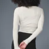 Blusa de manga larga con fruncidos - Marfil