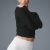 Blusa de manga larga fruncida - Negro