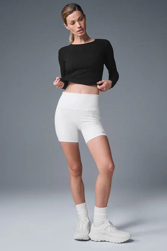 Blusa de manga larga fruncida - Negro
