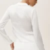 Blusa de manga larga Radiance de mezcla de seda - Blanco