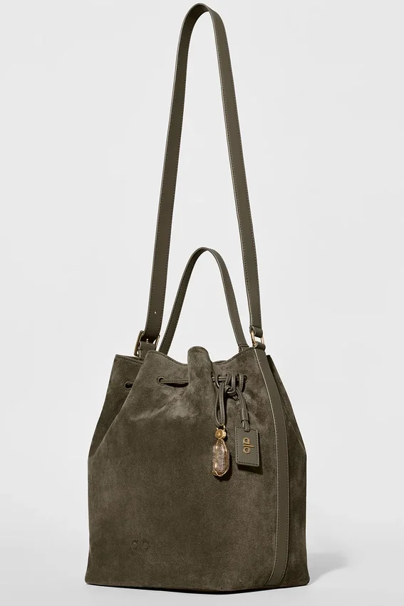 Bolso tipo cubeta Alo Balance - Gamuza color olivo