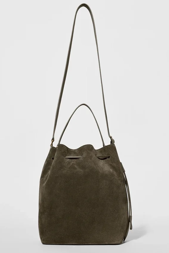 Bolso tipo cubeta Alo Balance - Gamuza color olivo