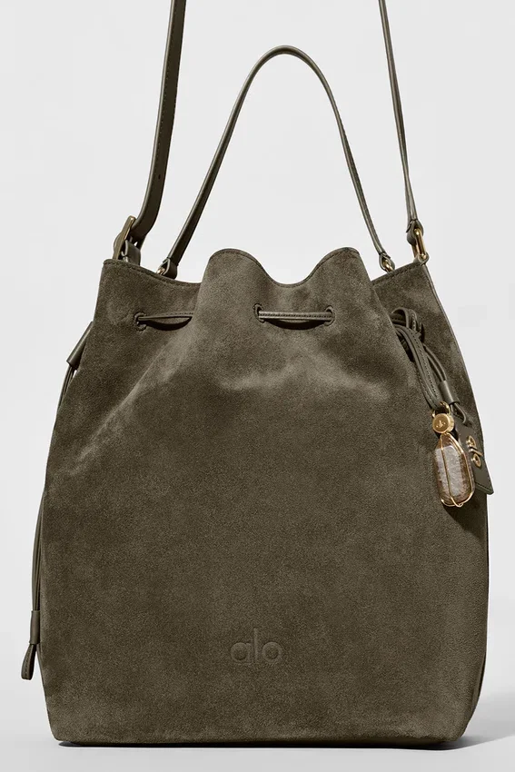 Bolso tipo cubeta Alo Balance - Gamuza color olivo