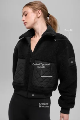 Bomber con ribetes de sherpa – Negro