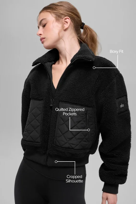 Bomber con ribetes de sherpa - Negro