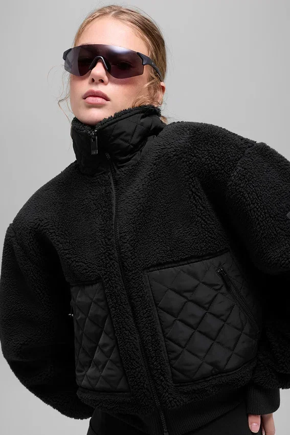 Bomber con ribetes de sherpa - Negro