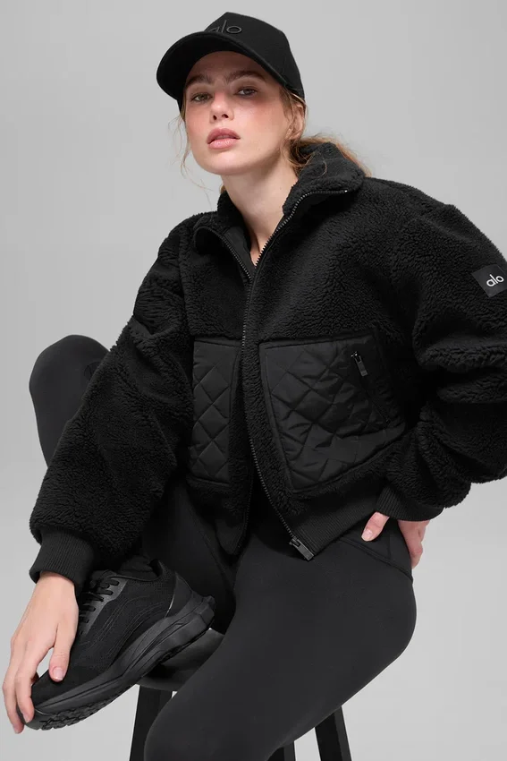 Bomber con ribetes de sherpa - Negro