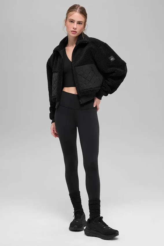 Bomber con ribetes de sherpa - Negro