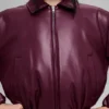 Bomber corto Premier de imitación de cuero - Burdeos