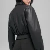 Bomber corto Premier de imitación de cuero - Negro