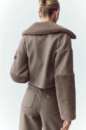 Bomber Nightfall de mezcla de lana – Cacao alpino jaspeado