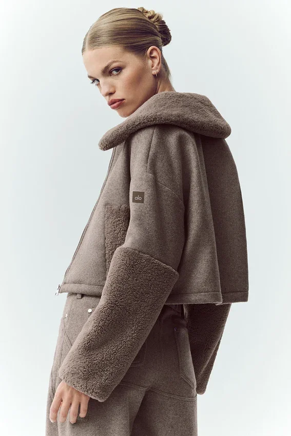 Bomber Nightfall de mezcla de lana - Cacao alpino jaspeado