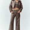 Bomber Nightfall de mezcla de lana - Cacao alpino jaspeado