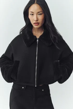 Bomber Nightfall de mezcla de lana - Negro