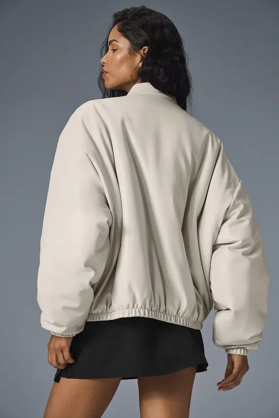 Bomber Premier de imitación de cuero - Bone