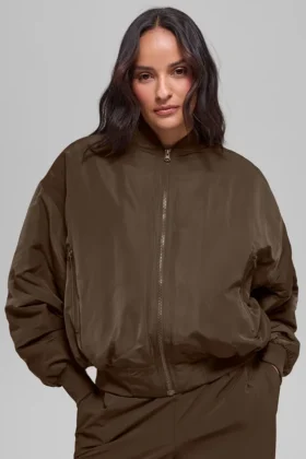 Bomber Urbanite de piel sintética - Espresso/Marfil